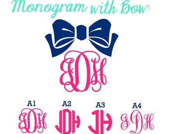 Monogram with Bow -- Many different styles & lots of colors!
