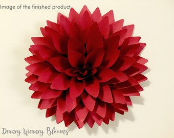 12-in Dahlia Paper Flower SVG and PDF template, backdrop flower, big paper flower SVG cut file, flowers pattern link to video tutorial