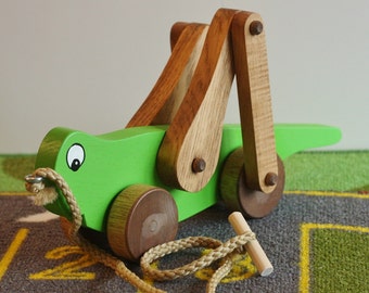 Toy Grasshopper Pull Toy - Lime Green - Handcrafted wooden lime green grasshopper pull toy - Grasshopper pull toy - nursery decor - Easter