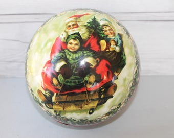 Vintage Large Paper Mache Christmas Candy Holder - Germany, Vintage Paper Mache Candy Container Ball
