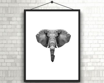 Elephant Geo unframed A4 Print