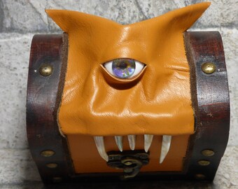 Dice Box Mimic Monster Dungeons And Dragons Magic The Gathering Desk Organizer Trinket Storage Stash Box Brown Leather 251