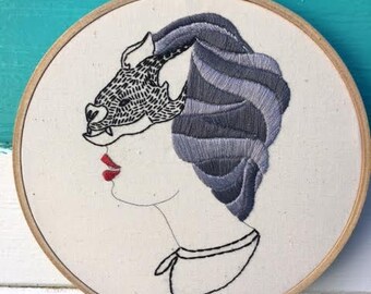 Hand Embroidery Kit, D.I.Y. Embroidery Kit, V is for Vampire Bat