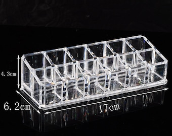 Acrylic Cosmetic Organizer Lipstick Brush Holder 12 Spaces