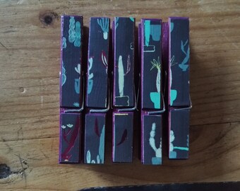 Lollyandroo purple cactus decorated pegs