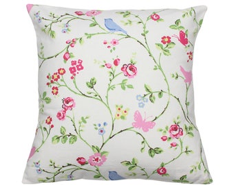 Chintz Bird Trail Clarke and Clarke Floral Fabric Vintage Shabby Chic Cushion Cover
