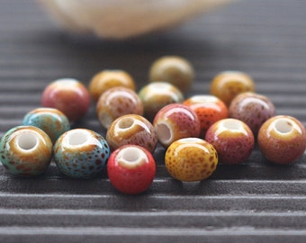 6-10mm Colorful Ceramic Round Beads, Hole 2 mm, 50pcs ( 6 mm 8mm 10mm )