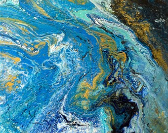 N.11 - Art Painting - Earth - Fluid acrylic - Art Acrylic Painting On Canvas By Irena Rudman - Size:16" x 20" (40.5 cm x 51 cm)