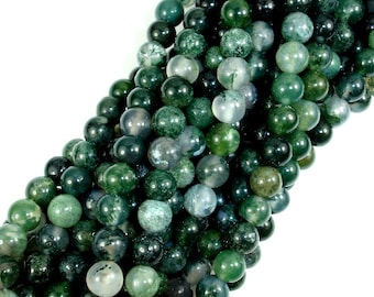 Moss Agate Beads, Round, 6mm, 15.5 Inch, Full strand, Approx 62 beads, Hole 1mm, A quality (323054002)