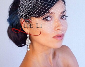 Leslie Li Vintage Inspired French Netting Bridal Birdcage Veil 23