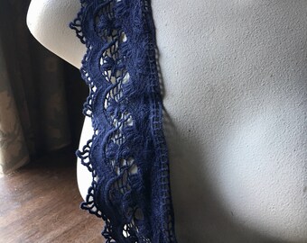 Navy Blue Lace Cotton Trim for Garments, Costumes CL 3014