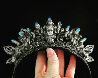 Art Nouveau Inspired Crystal Crown With Opalite Crystals