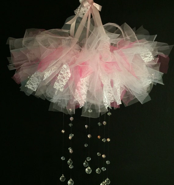 Pink and white tulle Couture princess mobile two-toned pink