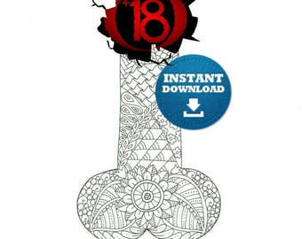 Penis coloring page | Etsy