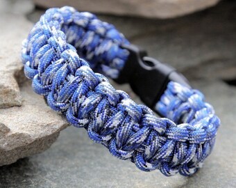 550 Paracord Survival Bracelet - Blue Camo