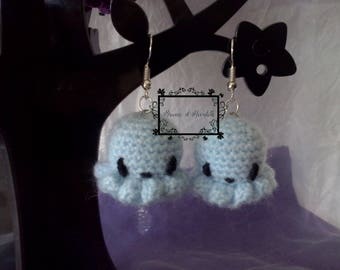 Amigurumi Octopus blue earrings