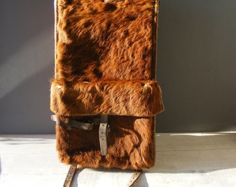 Vintage Swiss Army Backpack,Fur and Leather,from 1944.
