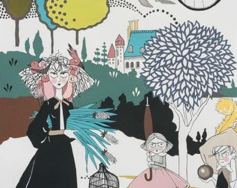 Alexander Henry - The Ghastlies Collection - A Ghastlie Pastoral in Potion Blue