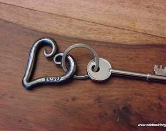 Key Ring - Heart I Love U - Valentines Day - Wedding - Anniversary - Blacksmith Hand Forged
