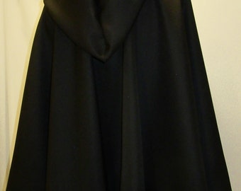 Black Wool Cloak with Cape 24" to 34" Long Cloak~~ Cloak Capes Wool Cloak~~Hooded Cloak~Medieval Cloak Wool~Costume Grey@sohoskirts