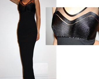 Vintage Black Evening Maxi Dress