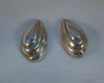 Vintage Plat-Mex Sterling Clip on, Art Formed Clip on Earrings, ME-15 Taxco Mexico Earrings