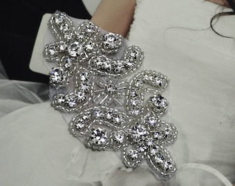 Handmade Half-finished Rhinestone Applique Wedding Dress Accessory DIY Dress Decoration