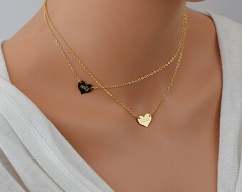 Personalized Heart Necklace, Initial Heart Necklace, Gold Heart, 14k Gold Fill, Personalized Necklace