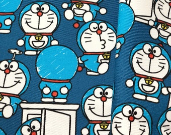 Doraemon Door Blue Licensed Cotton Fabric_Japan