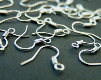 50pcs Silver Finish Earwire Hooks E113-S