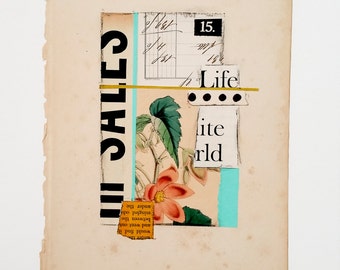 Original paper collage, mixed media collage, vintage paper collage