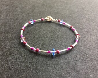 Purple and periwinkle bead bracelet