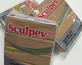 Sculpey III Tan Oven-Bake Clay - 2oz Polymer Oven-Bake Clay, New, Original Packaging, Polymer Clay supplies, Sculpey, Fimo