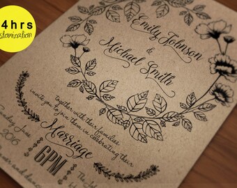 Printable wedding invitation Wedding invitation template Wedding invitations printable download Wedding invites printable rustic wedding set