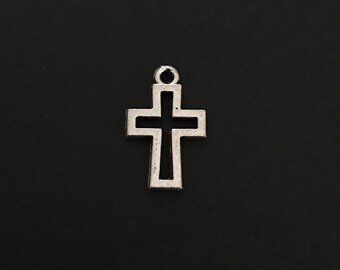 5 PC Open Cross Charm-Antique Silver Charms