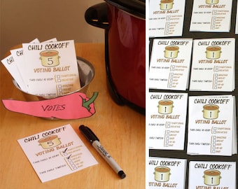 Chili Cookoff Voting Ballot Printables -- DIGITAL -- with Scoring Spreadsheet