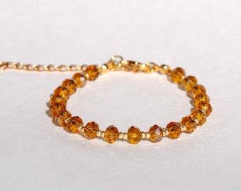 Golden Yellow bracelet Bohemian bracelet Sparkly bracelet Crystal bracelet Statement bracelet Birthday gift for her wife gift for mom gift