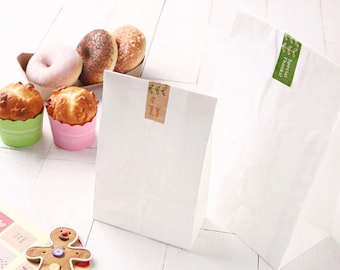50pcs White paper bags, paper bags, gift bags, bakery bags, small white paper bags, white paper favor bags, white, paper bags