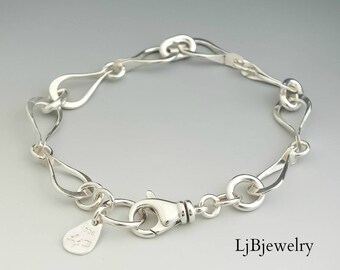 Silver Link Bracelet, Chain Bracelet, Sterling Silver, Handmade, Metalwork, Metalsmith, Artisan Jewelry