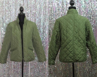 90's Jane Ashley Green Quilted Jacket *New (L)