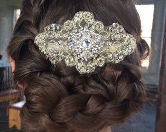BRIDAL HAIR COMB / Rhinestone hair piece / Vintage inspired