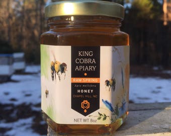 Spring Harvest Honey, Raw Honey, Honey, 8 Ounce Honey Jar, North Carolina Honey, NC Honey