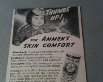 Skin Powder Ad, Vintage, War Ad, Ammen's Powder, Charles Ammen,