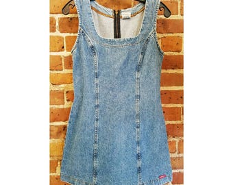Vintage 90s denim BONGO dress kelly kapowski- 90210- fresh Prince fashion- medium