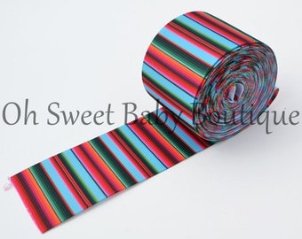 Turquoise Serape Zarape Mexican Blanket 1.5" Grosgrain US Designer Ribbon