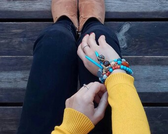 Turquoise Gemstone Stretch Bracelet, Beads bracelet , Women's bracelet, gift for her, bracelet for her, Everyday bracelet, Bracelet for MOM