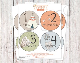 The Beckham | Baby Boy Tribal Teepee Aztec Month Stickers