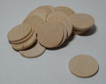 1-1/2" Wood Discs - Wood Coins - Set of 25 Unfinished Wood Rounds - 1/8" Thick Craft Circles - 1-1/2" Game Pieces