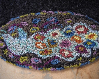 Peacock Penny Pattern for Punchneedle Embroidery//Karen Kahle design//printed on weavers cloth