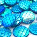 4pcs/50pcs Blue 12mm Cabochons - Wholesale Blue Scale Cabochons - 12mm Round Flat Back Jewelry Supplies -USA Express Shipping Resin Cabochon